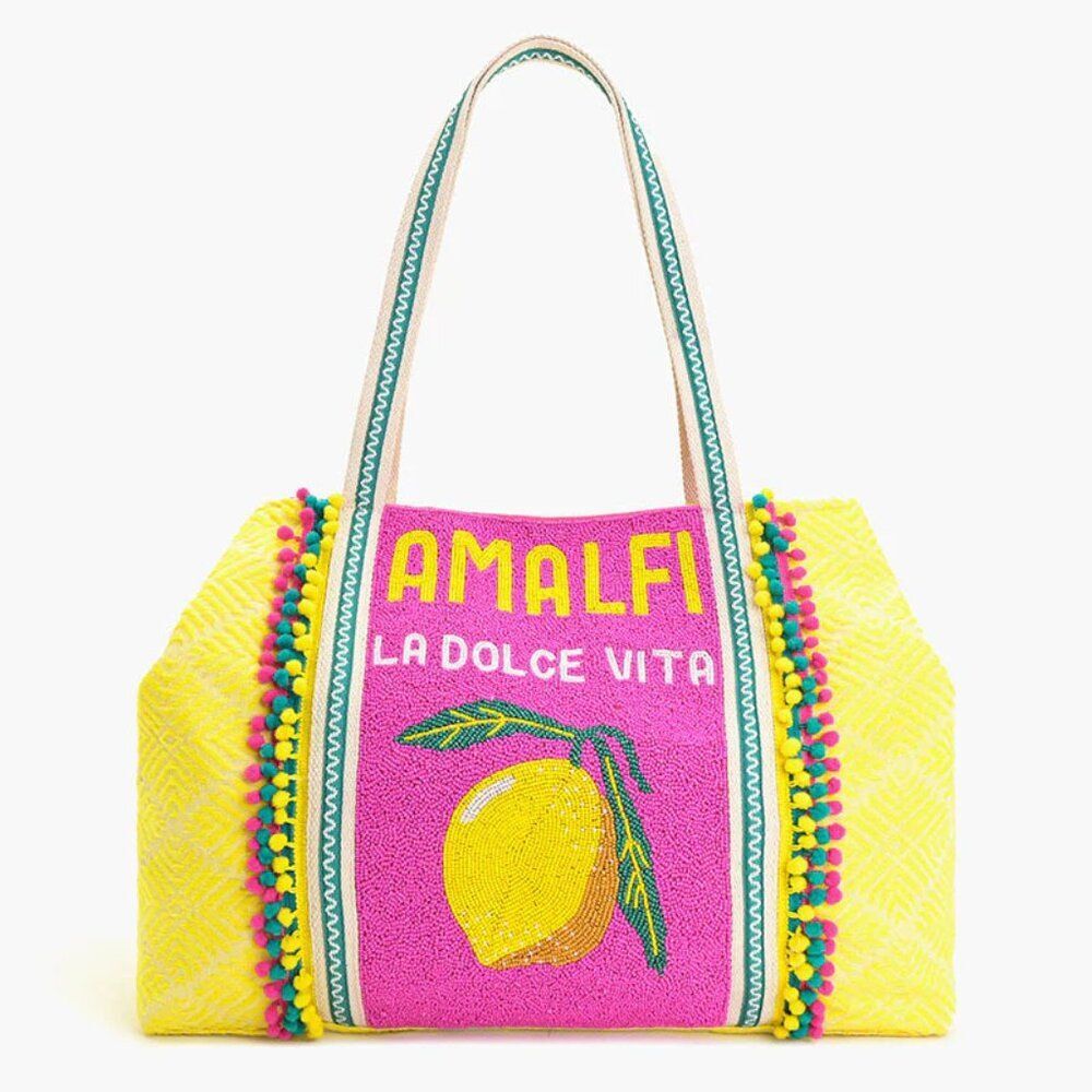 AMERICA & BEYOND Amalfi Beaded Lemon Tote NWT